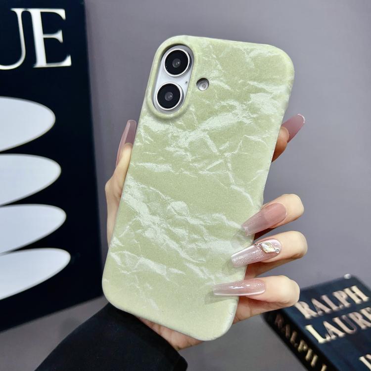 Funda de Cuero Aterciopelado para iPhone 16 Pro con Media Cobertura para PC (Verde)