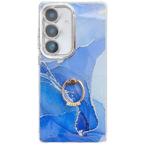 Funda para Teléfono Samsung Galaxy A25 5G Soporte de Anillo Mármol Galvanizado (Azul Oscuro)