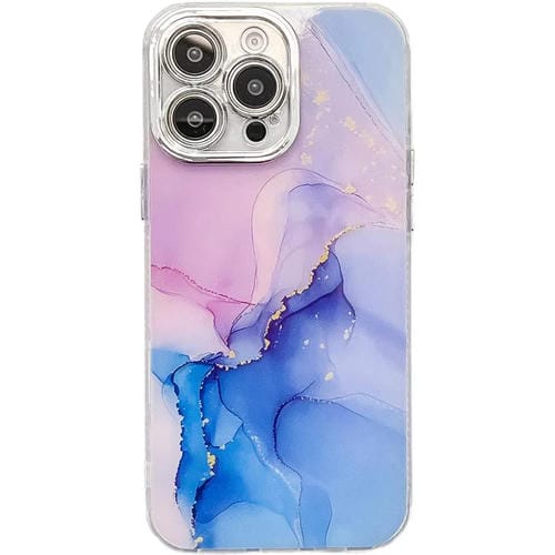 Funda para Teléfono iPhone 15 Pro Max Textura Mármol Galvanizado (Púrpura Azul)