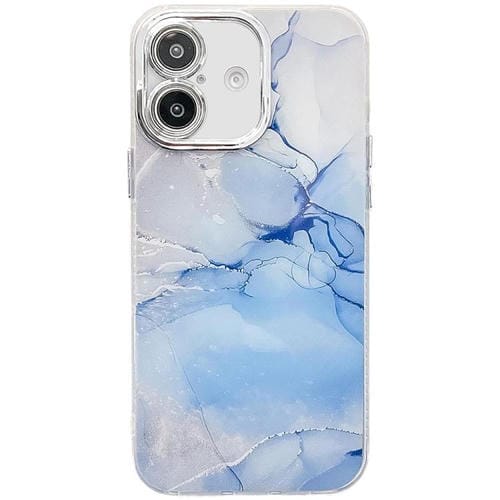 Funda para Teléfono iPhone 16 Textura Mármol Galvanizado (Azul)