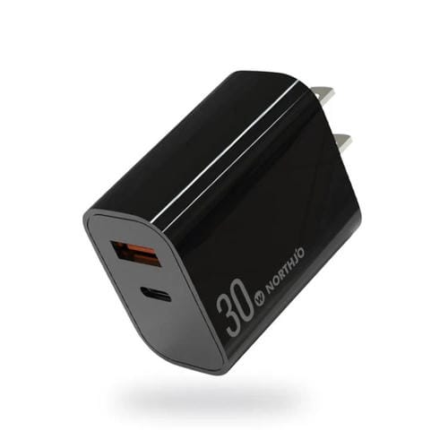 Cargador de Pared Northjo Nopd3002 Puerto Dual Usb-C Tipo-C Pd 30W Qc3.0 (Negro)