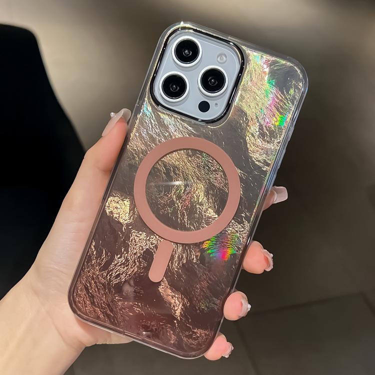 Estuche para Teléfono iPhone 16 Pro Textura Glaciar Degradado Chapado Magsafe (Oro Titanio)