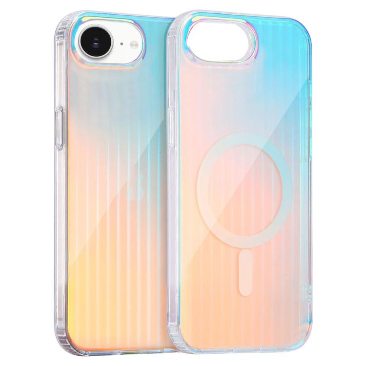 Funda para teléfono Magsafe iPhone 16E textura grabada con láser (Rayas verticales)