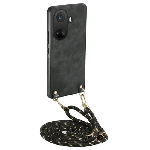Funda de Cuero Vintage para Huawei Nova 10 Se con Parte Trasera de Policarbonato y Correa Cruzada (Negra)
