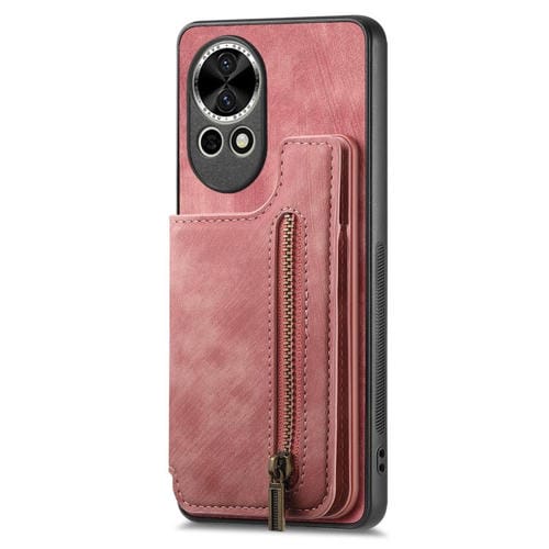 Funda de Cuero Retro con Cremallera para Huawei Nova 13 (Rosa)
