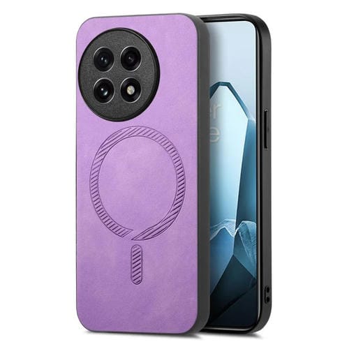 Funda Trasera PU Magsafe Retro para OnePlus 13 (Morado) Color Sólido