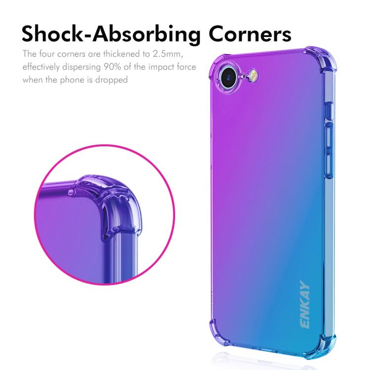 Funda TPU Enkay iPhone 16E Diseño Sombrero Bolsa de Aire (Morado y Dorado)