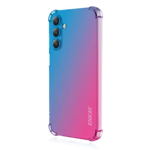 Funda ENKAY Hat-Prince de TPU con degradado y airbag para Samsung Galaxy A17 (azul y rosa)