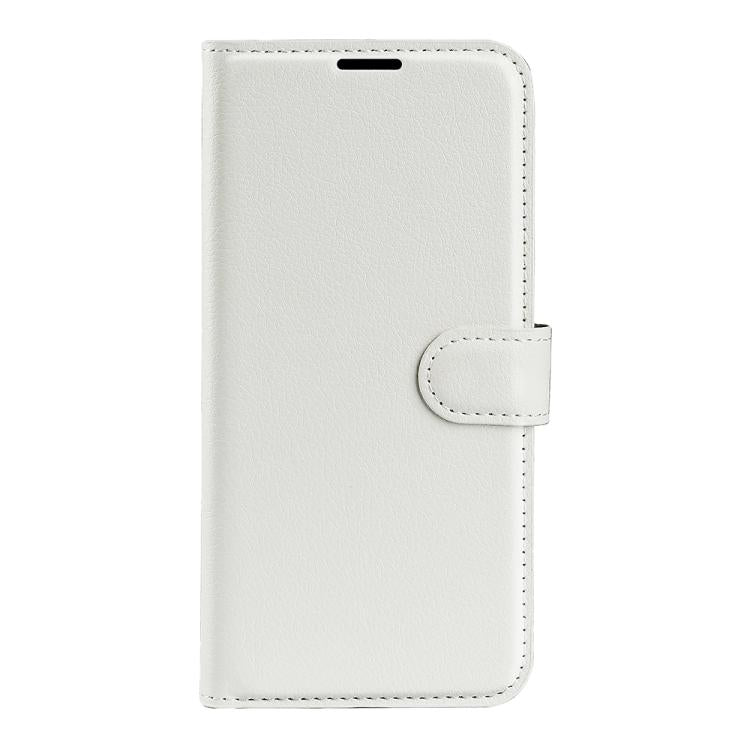 Funda de Cuero OnePlus Nord 4 con Tapa Horizontal y Textura de Lichi con Soporte (Blanco)