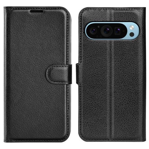 Funda de Cuero para Google Pixel 9/9 Pro con Tapa Horizontal y Soporte (Negro)