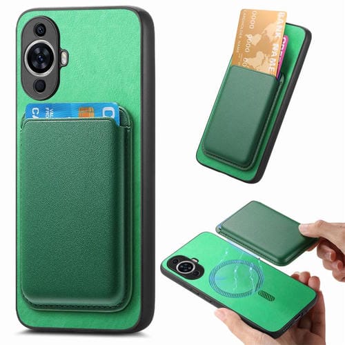 Funda Trasera de PU con Tarjetero Magsafe para Huawei Nova 13 (Verde)