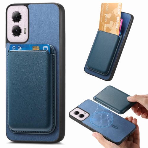 Funda Trasera de PU con Tapa Magsafe para Motorola Moto G35 (Azul)