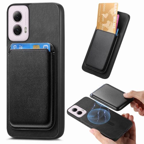 Funda Trasera de PU con Tapa Magsafe para Motorola Moto G35 (Negro)