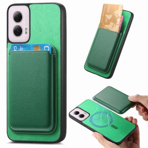 Funda Trasera de PU con Tapa Magsafe para Motorola Moto G55 (Verde)