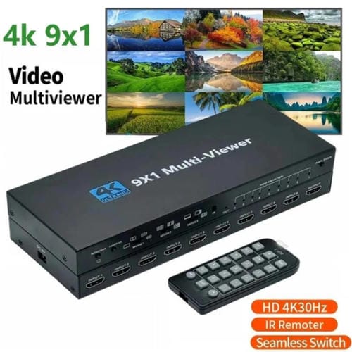 Adaptador de Salida Jqf1 9 en 1 Divisor de Pantalla Conmutador Multivisor HDMI 4K Enchufe UE