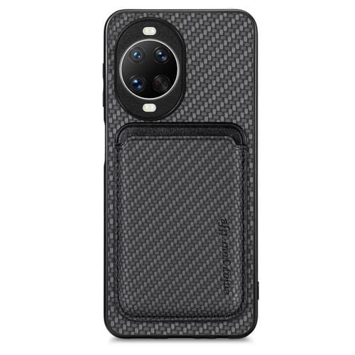 Funda de cuero de fibra de carbono con tarjetero Magsafe para Huawei Nova 14 Pro (negra)
