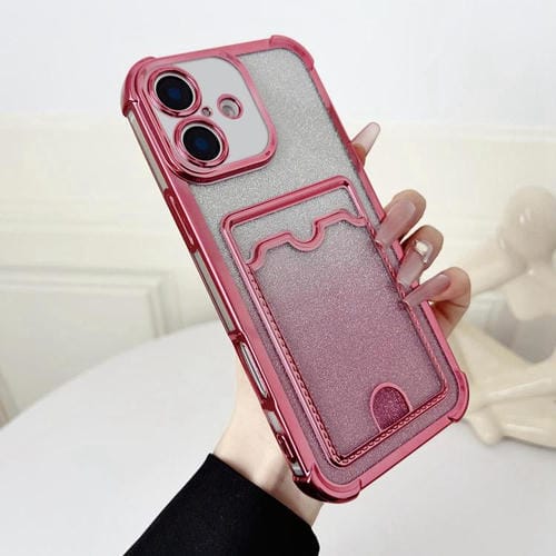 Funda de TPU con diseño de cuatro esquinas y purpurina galvanizada para iPhone 17 (rosa)