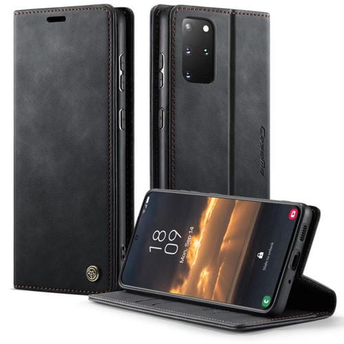 Funda CaseMe 033 para Samsung Galaxy S20+, forro de piel de becerro, microfibra, con bloqueo RFID (negra)