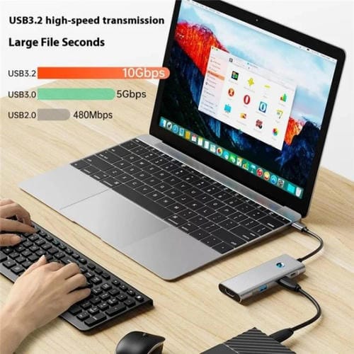 Concentrador USB-C 3.2 2426 apagado de pantalla con tecla 2 x USB 3.2 HD PD 100W
