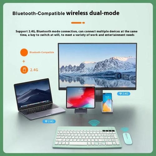Teclado inalámbrico Bluetooth recargable 2858+030 con ratón silencioso y 800/1200/1600 DPI (negro)