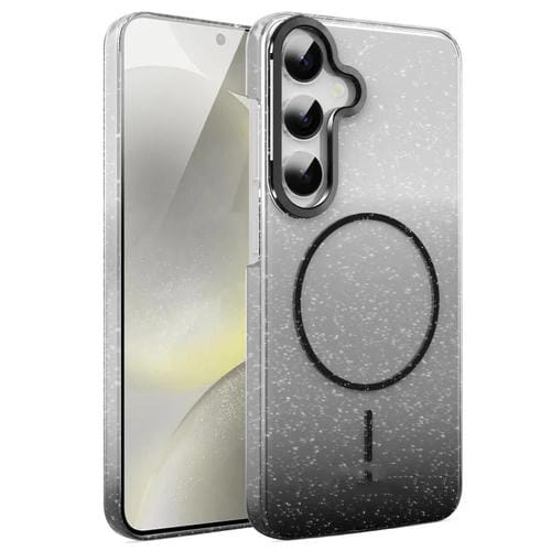 Funda MagSafe a prueba de golpes para Samsung Galaxy S24 5G con purpurina dorada y degradado (negro)