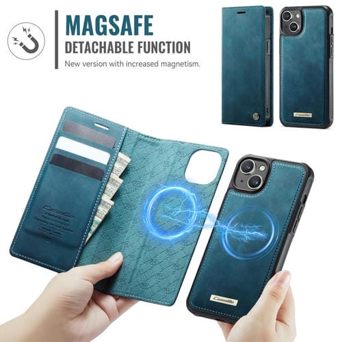 Funda de cuero desmontable CaseMe C49 con bloqueo RFID MagSafe para iPhone 13 (verde)