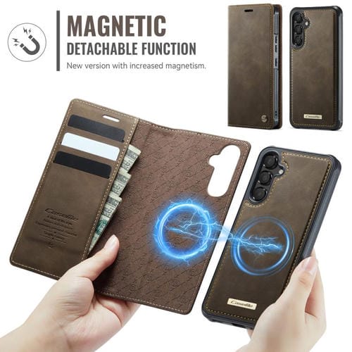 Funda de cuero desmontable con bloqueo RFID magnético para Samsung Galaxy A54 5G CaseMe C49 (café)