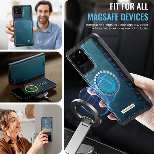 Funda de cuero desmontable con bloqueo RFID magnético CaseMe C49 para Samsung Galaxy S20 Ultra (verde)