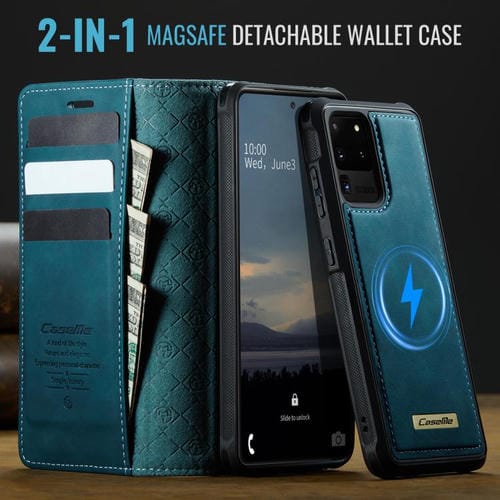 Funda de cuero desmontable con bloqueo RFID magnético CaseMe C49 para Samsung Galaxy S20 Ultra (verde)