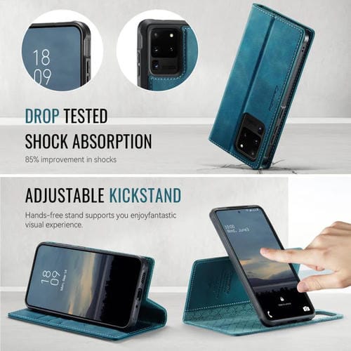 Funda de cuero desmontable con bloqueo RFID magnético CaseMe C49 para Samsung Galaxy S20 Ultra (verde)
