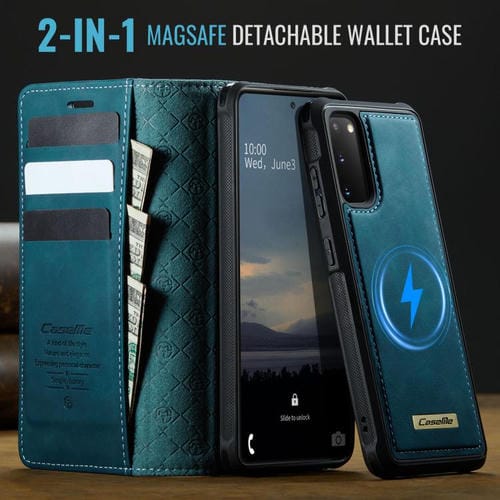 Funda de cuero desmontable con bloqueo RFID magnético CaseMe C49 para Samsung Galaxy S20 (verde)