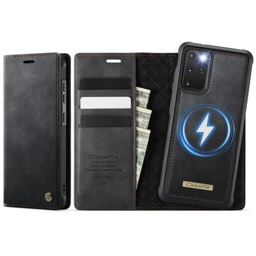 Funda de cuero desmontable CaseMe C49 con bloqueo RFID magnético para Samsung Galaxy S20+ (negra)