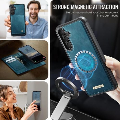 Funda de cuero desmontable con bloqueo RFID magnético para Samsung Galaxy A14 5G / M44 CaseMe C49 (verde)
