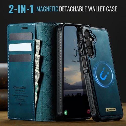 Funda de cuero desmontable con bloqueo RFID magnético para Samsung Galaxy A14 5G / M44 CaseMe C49 (verde)