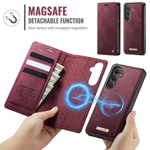Funda de cuero desmontable con bloqueo RFID magnético CaseMe C49 para Samsung Galaxy S23 FE 5G (roja)