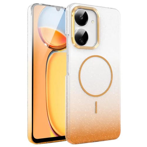 Funda MagSafe a prueba de golpes para Xiaomi Redmi 13C 4G/5G con purpurina dorada y degradado (dorado)