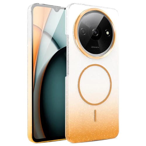 Funda MagSafe a prueba de golpes con degradado de brillo y diamantes dorados para Xiaomi Redmi A3 4G/A3x (dorada)