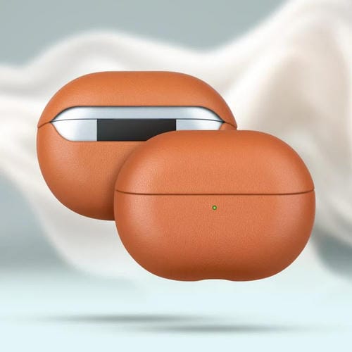 Funda protectora de cuero genuino granulado para auriculares Bluetooth Huawei FreeBuds Pro 4 (marrón)