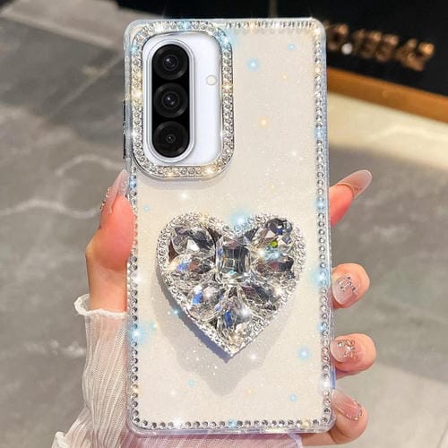 Funda transparente con forma de corazón y diamantes brillantes para Samsung Galaxy A36 5G