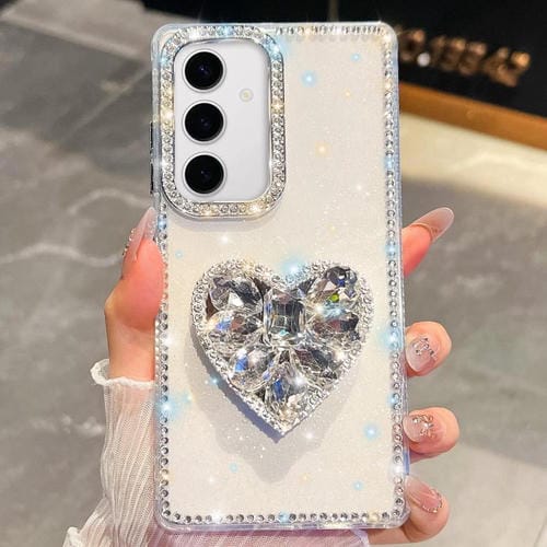 Funda transparente con forma de corazón y diamantes brillantes para Samsung Galaxy S24 5G