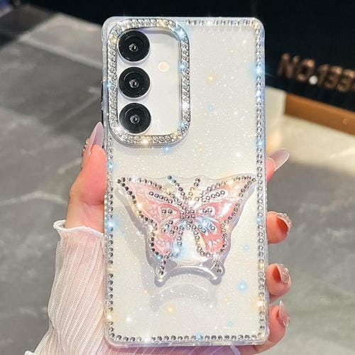 Funda transparente con diseño de mariposa y purpurina para Samsung Galaxy A56 5G