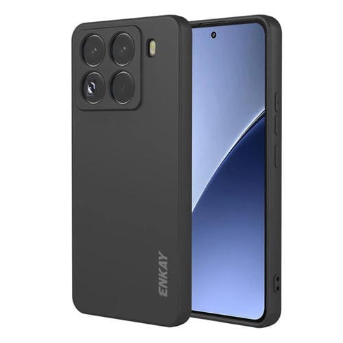 ENKAY - Funda de silicona líquida suave y a prueba de golpes para Xiaomi 15 Pro (negra)