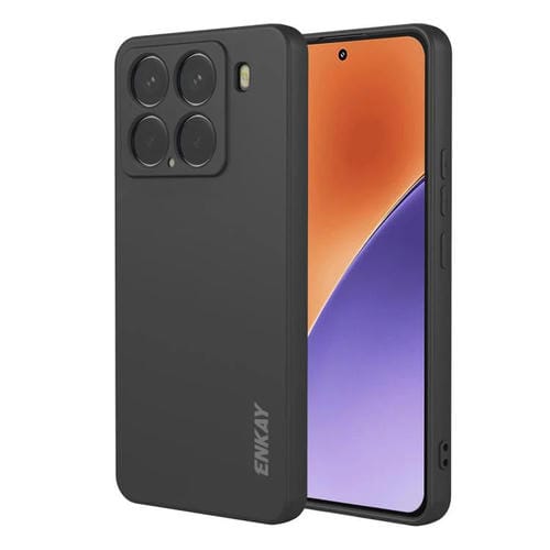 ENKAY - Funda de silicona líquida suave y a prueba de golpes para Xiaomi 15 (negra)