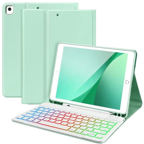Funda con teclado magnético Bluetooth para iPad 2022 (verde suave)