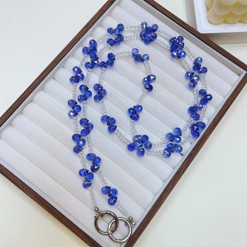 Cristal de gota que cruza la cadena del teléfono (azul)