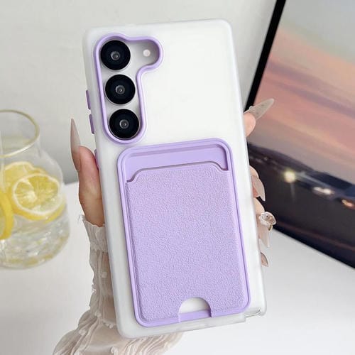 Funda de cuero con textura para Samsung Galaxy S23+ 5G, a prueba de golpes (morado)