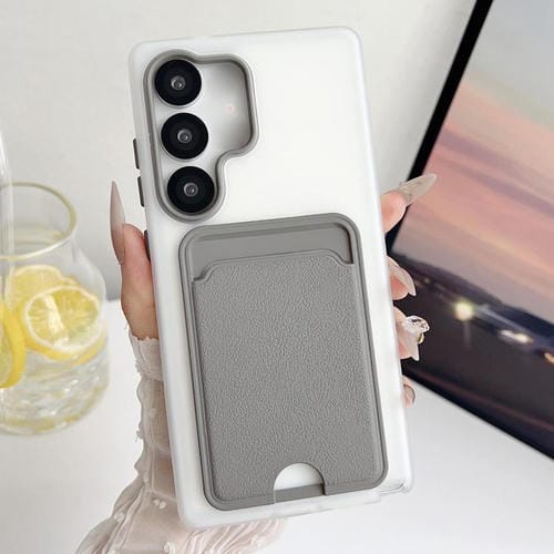 Funda de cuero con textura para Samsung Galaxy S25+ 5G, a prueba de golpes (gris)