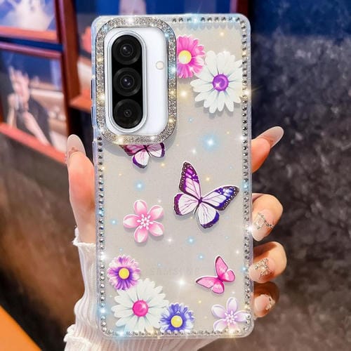 Funda a prueba de golpes con diseño de mariposa y brillo de diamante para Samsung Galaxy A36 (Mariposa, amor, flor, B5)