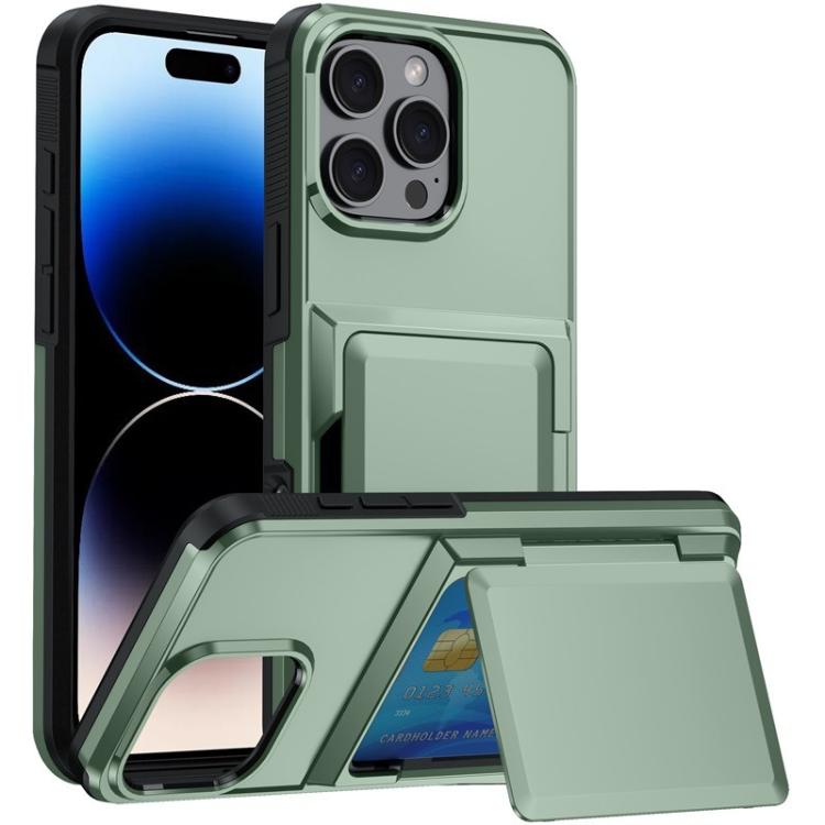 Funda abatible Kalebol para iPhone 16 Pro, a prueba de golpes (verde militar)