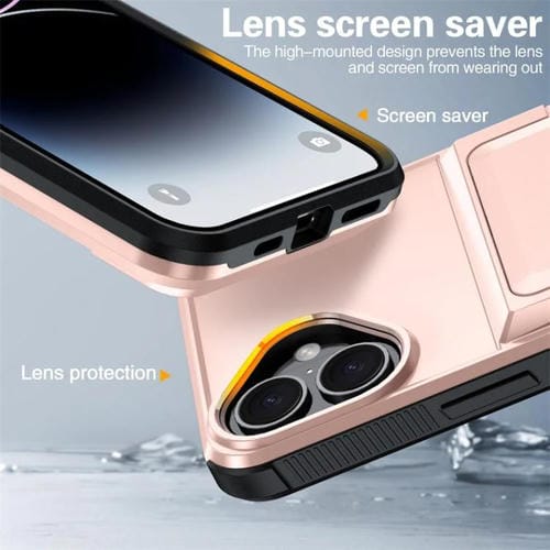 Funda abatible para iPhone 16 Plus con tarjetero, a prueba de golpes, color negro